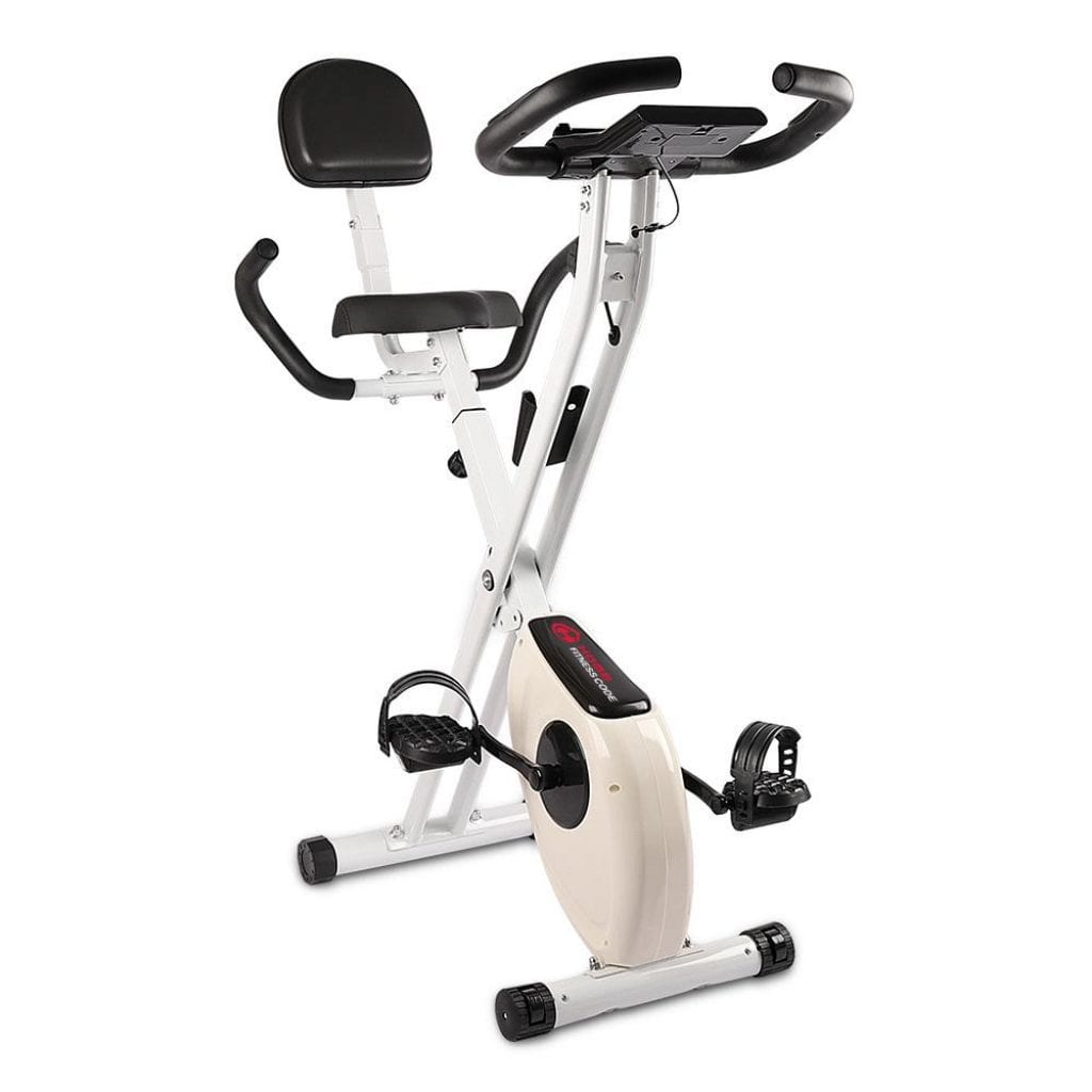 Exercise Bike with Pulse Sensors 2Dumbbells Foldable Indoor Trainer for Home Use 