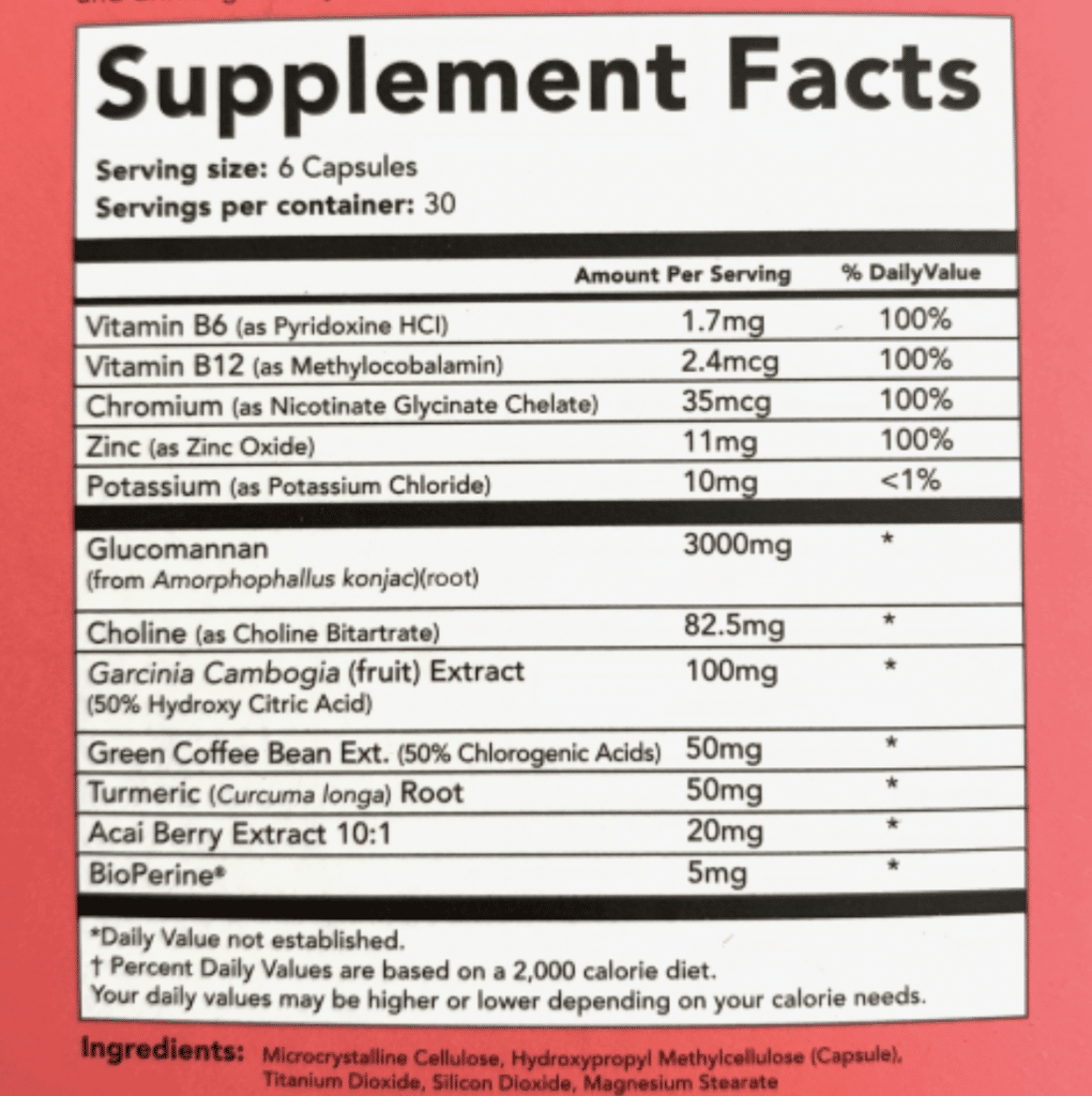 leanbean ingredients label
