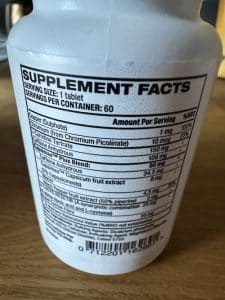 PhenQ ingredient label