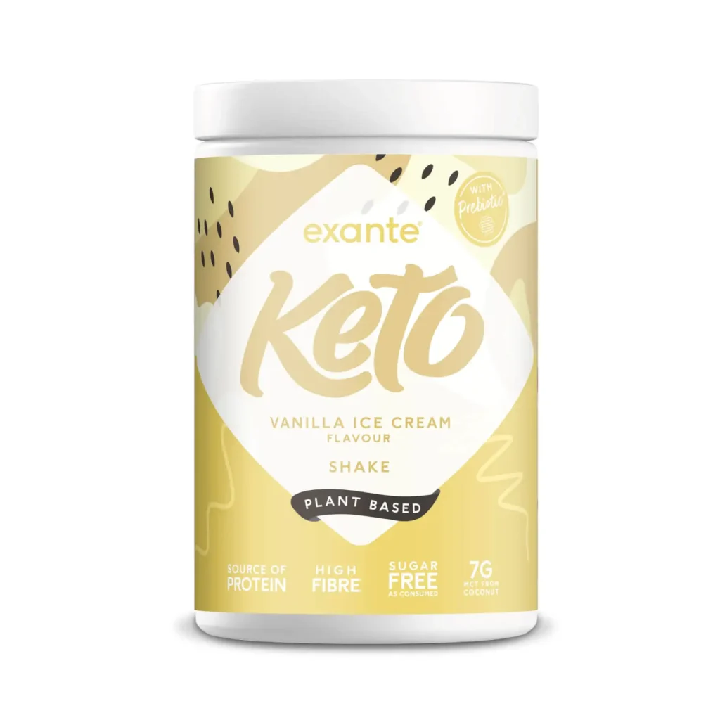 tub of exante keto shake